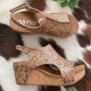 Tan Tooled Wedge by Very G